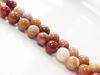 Image de 8x8 mm, perles rondes, pierres gemmes, bois pétrifié, rouge, naturel