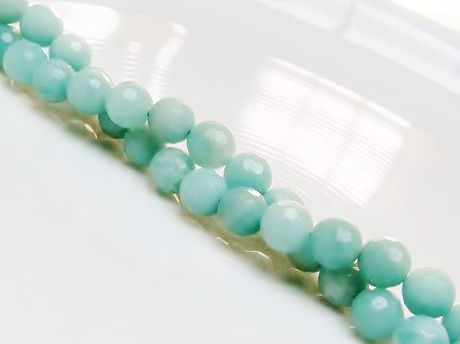 Picture of 6x6 mm, round, gemstone beads, amazonite, natural, faceted, A-grade