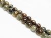 Picture of 8x8 mm, round, gemstone beads, labradorite, green brown, natural