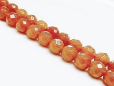 Picture of 8x8 mm, round, gemstone beads, aventurine, peach-orange red, natural, faceted