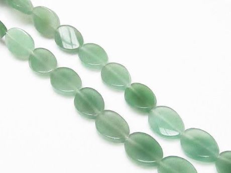 Picture of 18x13 mm, twisted flat oval, gemstone beads, aventurine, green, natural