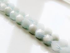 Image de 7x8 mm, perles rondes à coupe anglaise, pierres gemmes, aigue-marine, naturelle, à facettes