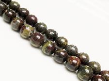 Picture of 10x10 mm, round, gemstone beads, Bloodstone, natural