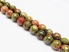Picture of 10x10 mm, round, gemstone beads, unakite, natural, faceted