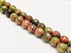 Picture of 8x8 mm, round, gemstone beads, unakite, natural, faceted