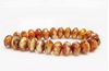 Picture of 5x8 mm, Czech faceted rondelle beads, corn silk white, opaque, honey brown glaze, picasso