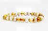 Image de 4x7 mm, perles à facettes tchèques rondelles, blanc craie et cristal, finition travertin jaune pâle