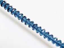 Picture of 4x7 mm, Czech faceted rondelle beads, Montana blue, transparent