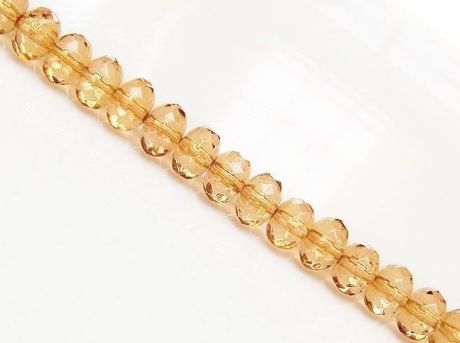 Picture of 5x8 mm, Czech faceted rondelle beads, transparent, pale tangerine orange luster