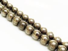 Picture of 8x8 mm, round, gemstone beads, pyrite, A-grade