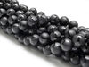 Picture of 10x10 mm, round, gemstone beads, onyx, black, frosted, shiny polygon design