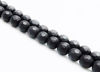 Picture of 6x6 mm, round, gemstone beads, onyx, black, frosted, small facets