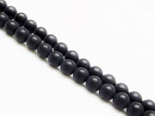 Image de 6x6 mm, perles rondes, pierres gemmes, onyx, noir, qualité A, dépoli  