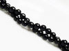 Picture of 6x6 mm, round, gemstone beads, onyx, black, A-grade, faceted