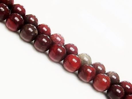 Picture of 8x8 mm, round, gemstone beads, Apple jasper, natural, deep red
