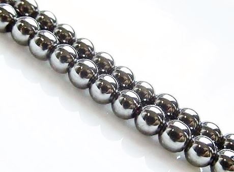 Picture of 4x4 mm, round, gemstone beads, hematite, magnetic, A-grade