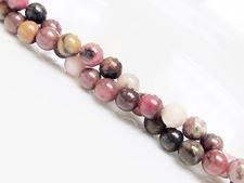 Picture of 6x6 mm, round, gemstone beads, rhodonite with manganese oxide, natural