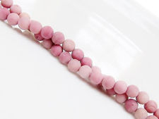 Picture of 4x4 mm, round, gemstone beads, rhodonite, natural, frosted
