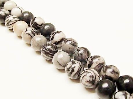 Image de 8x8 mm, perles rondes, pierres gemmes, jaspe veiné noir, naturel