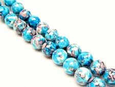 Image de 8x8 mm, perles rondes, pierres gemmes, howlite, bleue