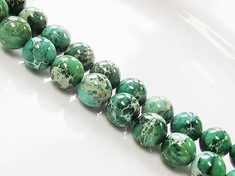 Image de 10x10 mm, perles rondes, pierres gemmes, jaspe impression, qualité A, vert émeraude