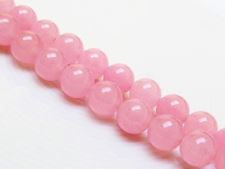Picture of 10x10 mm, round, gemstone beads, jade, light melon pink, A-grade