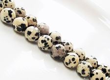 Image de 10x10 mm, perles rondes, pierres gemmes, jaspe dalmatien, naturel, à facettes