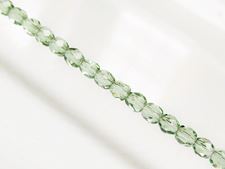 Picture of 3x3 mm, Czech faceted round beads, blue celadon green, transparent