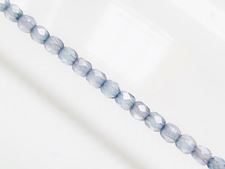 Image de 4x4 mm, perles à facettes tchèques rondes, cristal dépoli, translucide, lustré bleu gris pâle