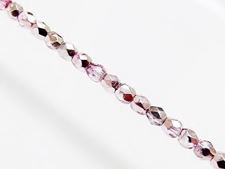 Picture of 3x3 mm, Czech faceted round beads, transparent, lavender pink luster, half tone mirror