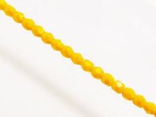 Image de 3x3 mm, perles à facettes tchèques rondes, jaune tournesol, opaque