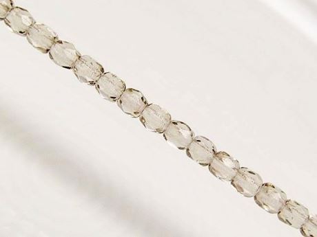 Image de 3x3 mm, perles à facettes tchèques rondes, gris fumé, transparent
