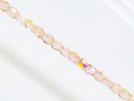 Picture of 3x3 mm, Czech faceted round beads, light rose, transparent, AB