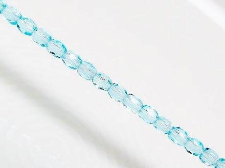 Picture of 3x3 mm, Czech faceted round beads, turquoise blue, transparent