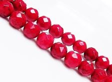 Image de 8x8 mm, perles rondes, pierres gemmes, magnésite, rouge groseilles, à facettes
