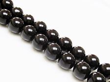 Image de 10x10 mm, perles rondes, pierres gemmes, jade malaisien, noir