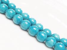 Image de 10x10 mm, perles rondes, pierres gemmes, jade Mashan, bleu cyan