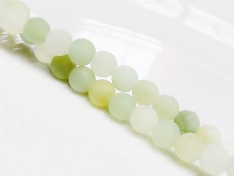 Picture of 6x6 mm, round, gemstone beads, new jade, natural, frosted