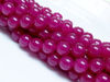 Picture of 8x8 mm, round, gemstone beads, jade, fuchsia pink, A-grade