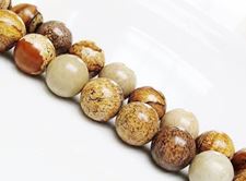 Image de 12x12 mm, perles rondes, pierres gemmes, jaspe scénique, naturel