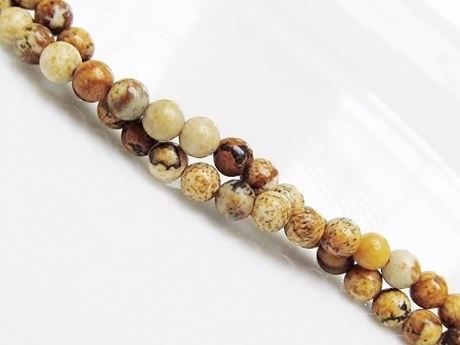 Picture of 4x4 mm, round, gemstone beads, Picture jasper, natural