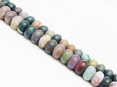 Picture of 5x8 mm, rondelle, gemstone beads, Fancy jasper, natural, frosted