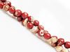 Image de 6x6 mm, perles rondes, pierres gemmes, jaspe rouge rayé, naturel