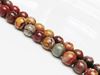 Picture of 8x8 mm, round, gemstone beads, Red Creek jasper, natural