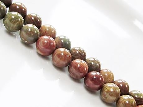 Image de 8x8 mm, perles rondes, pierres gemmes, jaspe rubané, naturel