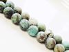 Picture of 10x10 mm, round, gemstone beads, African turquoise, natural, frosted