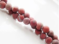 Picture of 6x6 mm, round, gemstone beads, red banded jasper, natural, frosted