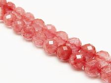 Image de 10x10 mm, perles rondes, pierres gemmes, quartz cerise, rouge, à facettes