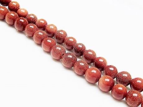 Picture of 8x8 mm, round, gemstone beads, goldstone, red