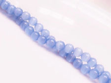 Image de 6x6 mm, perles rondes, pierres gemmes, oeil-de-chat, bleu indigo tropical, un brin